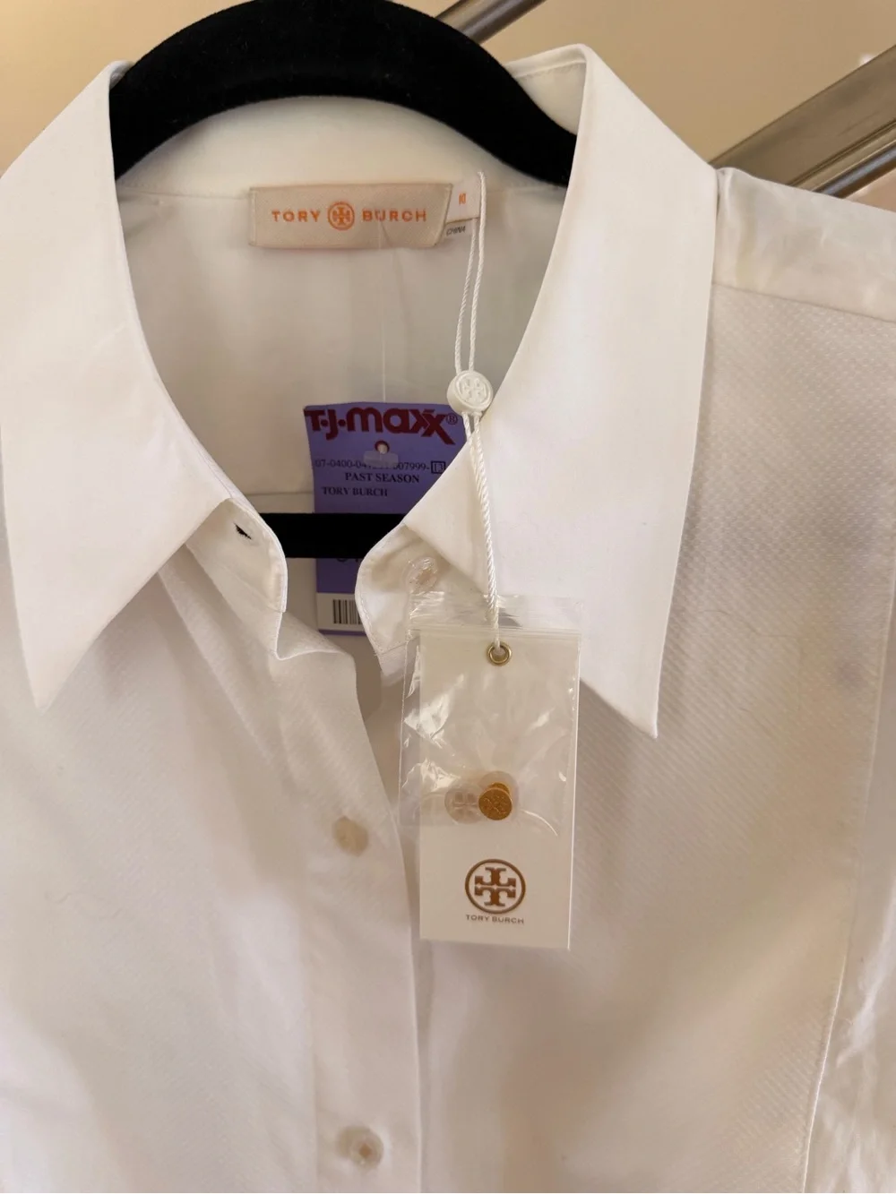 Tory Burch White Cotton Dress Shirt - Spread Collar